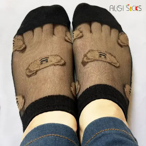 جوراب زیرقوزکی زنانه شیشه ای 5طرح