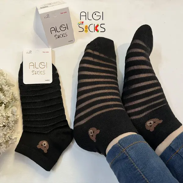 جوراب مچی فانتزی زنانه شیشه ای طرح خرس