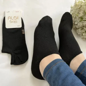جوراب زنانه زیرقوزکی اصل طرح ساده تک رنگ مشکی