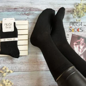 جوراب زنانه ساقدار فانتزی مشکی ساده