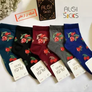 جوراب زنانه نیم ساق فانتزی طرح انار