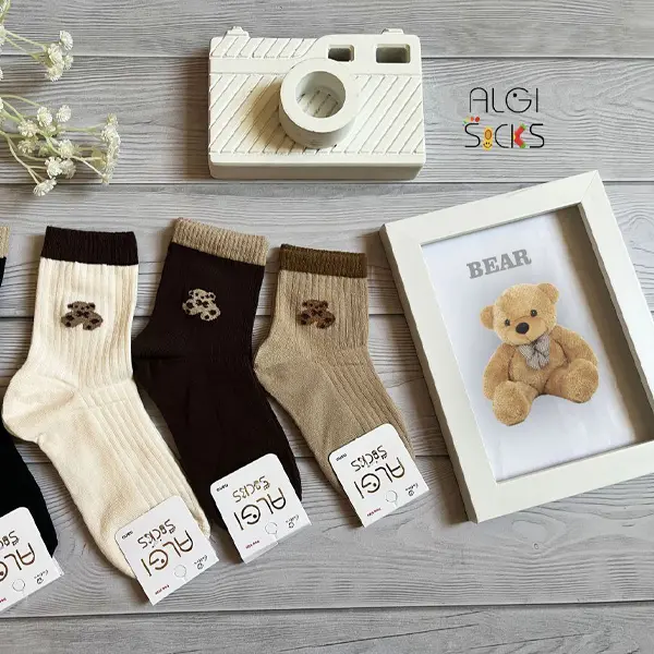 جوراب ساقدار بچگانه طرح خرس کبریتی