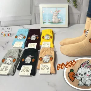 جوراب ساقدار بچگانه طرح خرگوش خزدار