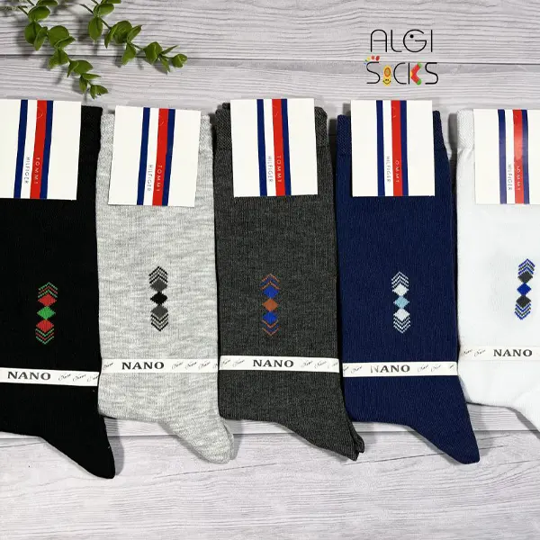 جوراب ساقدار طرح (دو لوزی) تم ساده