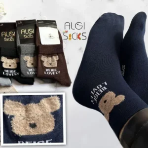 جوراب نیم ساق زنانه فانتزی خرس بوکله خزدار